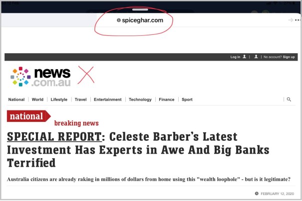 Celeste Bitcoin fake article host 2